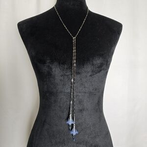 Handmade Unique Necklace with Blue Floral Accents